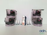 three bags of toothpaste and toothpaste on a table