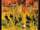 une peinture à l'huile représentant un groupe de personnes marchant dans un champ