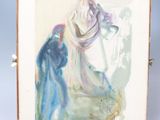 a painting on a easel with a painting of a man and a woman