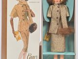 poupée Barbie dans une boîte, vêtue d'un manteau de fourrure et d'une jupe