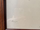 painting of a leaf in a wooden frame with a white background