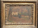 an image of a painting of a house in a wooded area