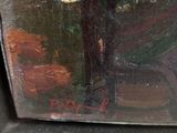 an image of a painting of a woman sitting on a bench