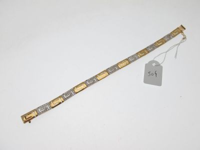 bracelet monture or 750°/°° deux tons orné d'une frise gre… - Photo 1