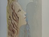 painting of a woman ' s profile in profile with a bird in the background