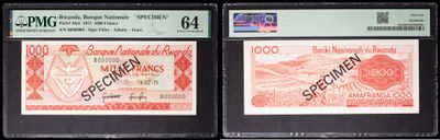 two red and white bank notes on a black background