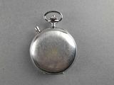 a silver pocket watch with a chain hanging from it