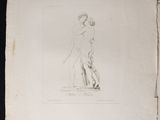 an old drawing of a man and a woman standing next to each other
