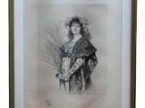 a black and white drawing of a woman holding a cat