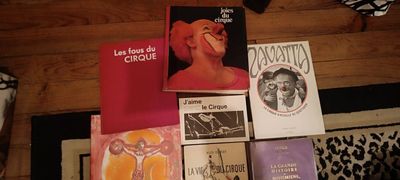 Plusieurs livres sont empilés les uns sur les autres par terre.