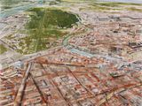 une vue aérienne d'une ville avec de nombreux bâtiments et beaucoup d'eau