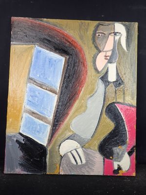 un tableau représentant un homme tenant un livre à la main