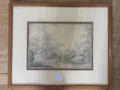 Lavis sur papier fin XVIIIème début XIXème "Le Christ et la …