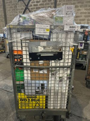 a metal cart with a lot of items on top of it