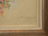a picture of a painting of flowers in a wooden frame
