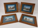 three framed pictures of a building with a dome on top of it