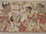 une image représentant un tableau où l'on voit un groupe de personnes avec des flèches