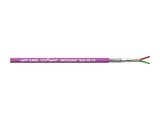 a close up of a purple cable with a white background