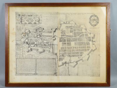 une vieille carte de la ville de Boston dans un cadre en bois