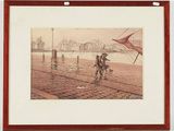 une photo d'une photo représentant un homme et une femme sur la plage
