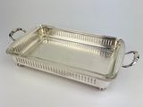 silver plated serving tray with handles and handles