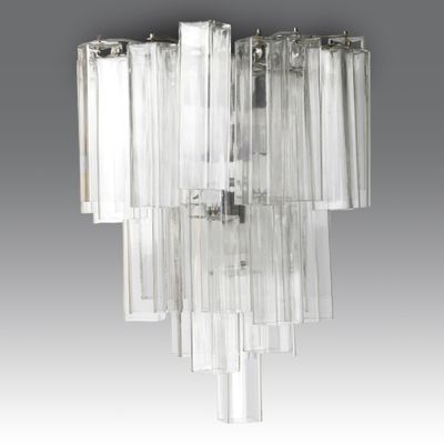 a close up of a chandelier made of clear glass