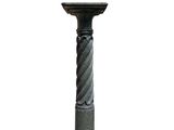 a black pedestal with a birdbath on top of it