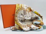 a scarf with a picture of a horse and carriage on it