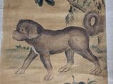 an image of a painting of a dog walking in the woods