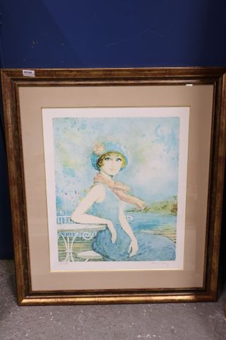 CHAROY Bernard (né en 1931) « Jeune femme assise au chapeau et fo...