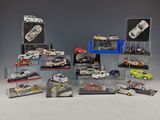 a lot of toy cars that are in a display case