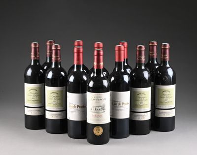 six bouteilles de vin rouge alignées