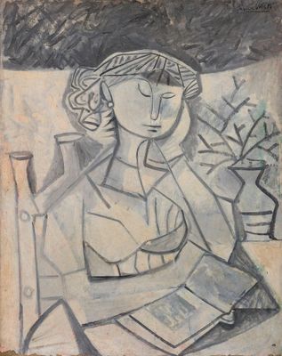 une image d'une peinture représentant une femme lisant un livre