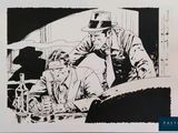 illustration représentant un homme et une femme assis à une table dans un restaurant
