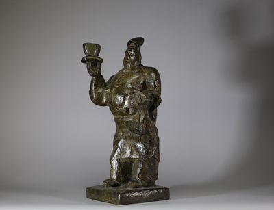 Leon Borgey (1888-1959) "Le chef" Bronze à patine verte nuan… - Photo 1