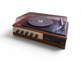 une platine vinyle surmontée d'un lecteur CD