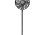 an image of a table fan on a stand with a white background