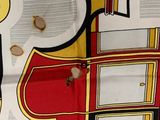 a picture of a picture of a red and yellow fireman ' s uniform