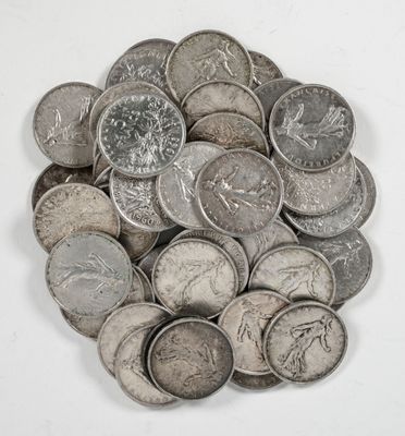 44 pièces de 5 francs argent Semeuse