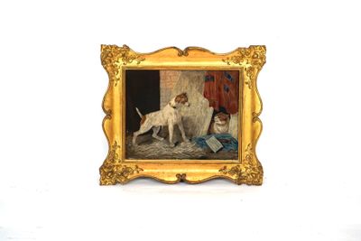 une photo représentant un chien et un chat, dans un cadre