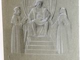 an image of a drawing of a woman sitting on a throne next to a man