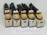 a lot of toy trucks that are lined up together