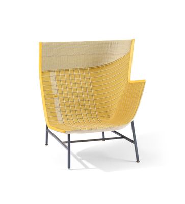 an image of a yellow chair on a white background