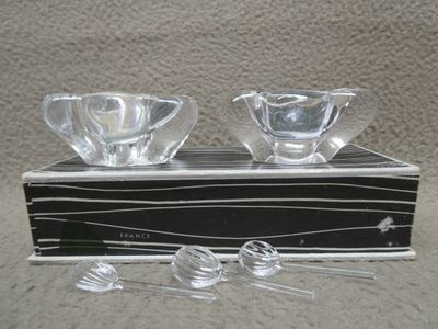 DAUM - Paire de salières en cristal - L.