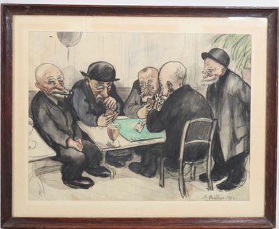 painting of a group of men sitting around a table playing cards