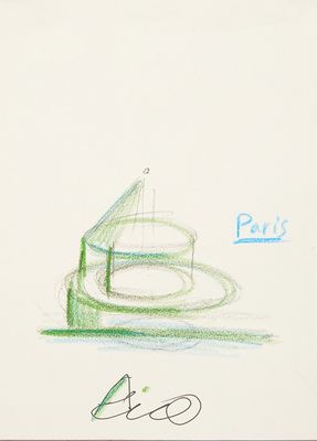 dessin représentant un chapeau posé sur une table, sur lequel est inscrit le mot « Paris »