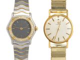deux montres pour femme, l'une en or et l'autre en argent