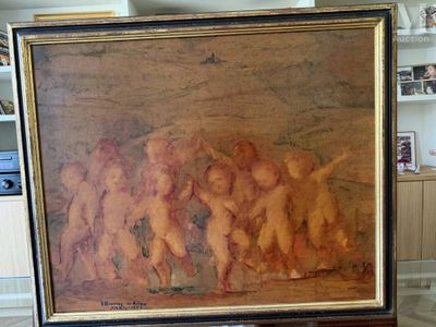 a painting of a group of nudes hanging on a wall