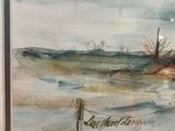 a picture of a painting of a boat in the water