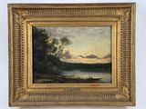 an image of a painting of a boat on a lake